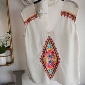 Tracy Reese embroidered V-neck tank